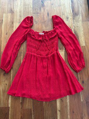 Reformation Red Smocked Mini Dress - Size 6